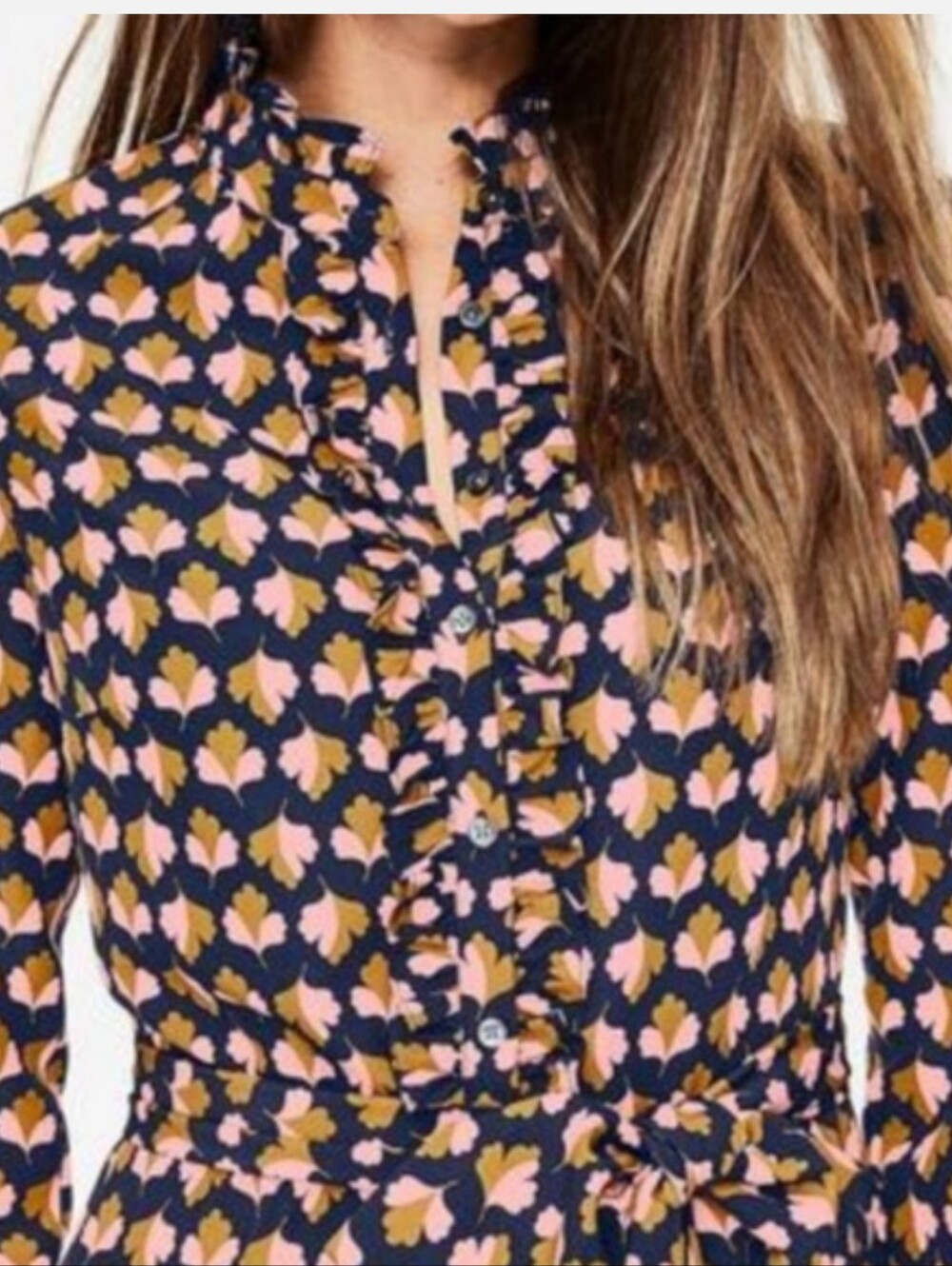 Boden Navy Oak Leaf Clover Long Sleeve Shirt Dress - Picture 4 of 12